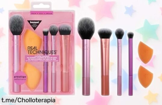 Kit de maquillaje Real Techniques con 4 brochas y 2 esponjas a precio rebajado, ¡la oportunidad que tu piel estaba esperando!