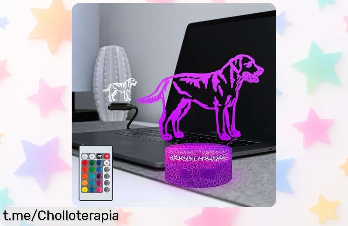 Lámpara 3D perro cachorro Masshomi, un regalo único con luz nocturna RGB que cambia 16 colores: ¡ofertón irrepetible para iluminar las noches de los peques y llenarlas de alegría!