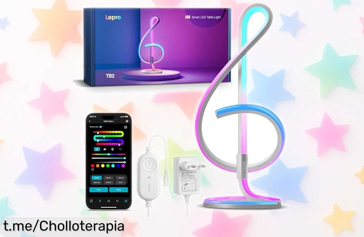 Lámpara inteligente de mesa con control por voz y música, ¡ofertón rebajado que iluminará tus momentos! No te la pierdas, dale vida a tu casa ahora mismo.