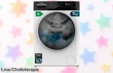 Lavadora de carga frontal Cecotec 7 kg con motor inverter silencioso y función vapor, ¡ofertón a precio rebajado que no se repetirá! Dale el cuidado que tu ropa merece ahora mismo.