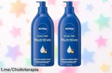 Leche corporal NIVEA Body Milk nutritiva con ácido hialurónico y almendras, super chollo a precio rebajado. ¡Hidrata tu piel intensamente y siéntete increíble ya!