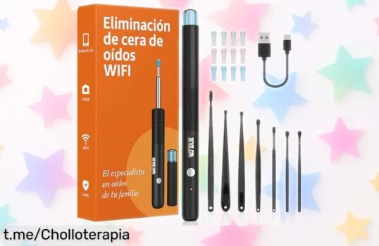 Limpiador de oídos con cámara WiFi, ¡mega oferta! 12 orejeras y 8 herramientas para eliminar la cera fácil. Precio loco, no te quedes sin él antes de que se agote.