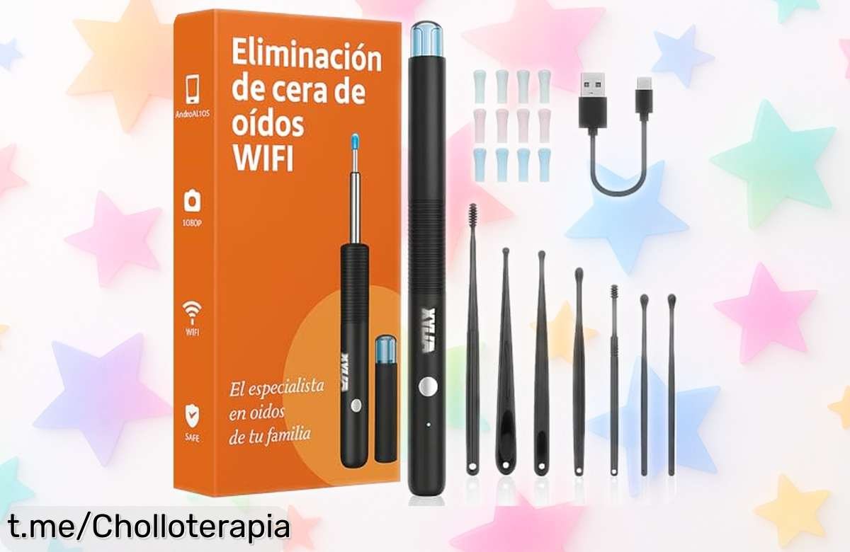 Limpiador de oídos con cámara WiFi, ¡mega oferta! 12 orejeras y 8 herramientas para eliminar la cera fácil. Precio loco, no te quedes sin él antes de que se agote.