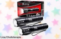 Linternas LED REHKITTZ de 2000 lúmenes con zoom ajustable, súper potentes y en oferta limitada. Aprovecha este precio loco para iluminar tus aventuras más épicas ya mismo.