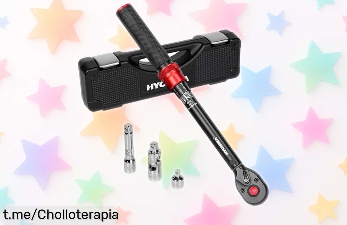 Llave dinamométrica HYCHIKA con precisión increíble, adaptador y barra de extensión. Aprovecha esta oferta brutal y no te quedes sin el mejor precio loco que verás hoy.