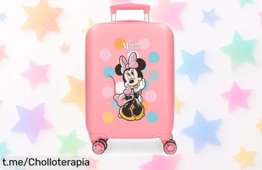 Maleta Disney Minnie para niñas con 4 ruedas giratorias y cierre seguro, ¡ofertón rebajado que hará sonreír a tu pequeña! No te lo pienses más y compra ya.
