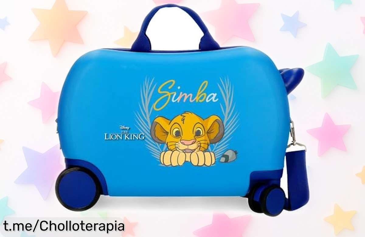 Maleta de mano Disney Simba camuflaged súper ligera y resistente con ruedas dobles 4×4 a un precio rebajado, ¡asegura sonrisas en cada viaje antes de que se acabe esta oferta!