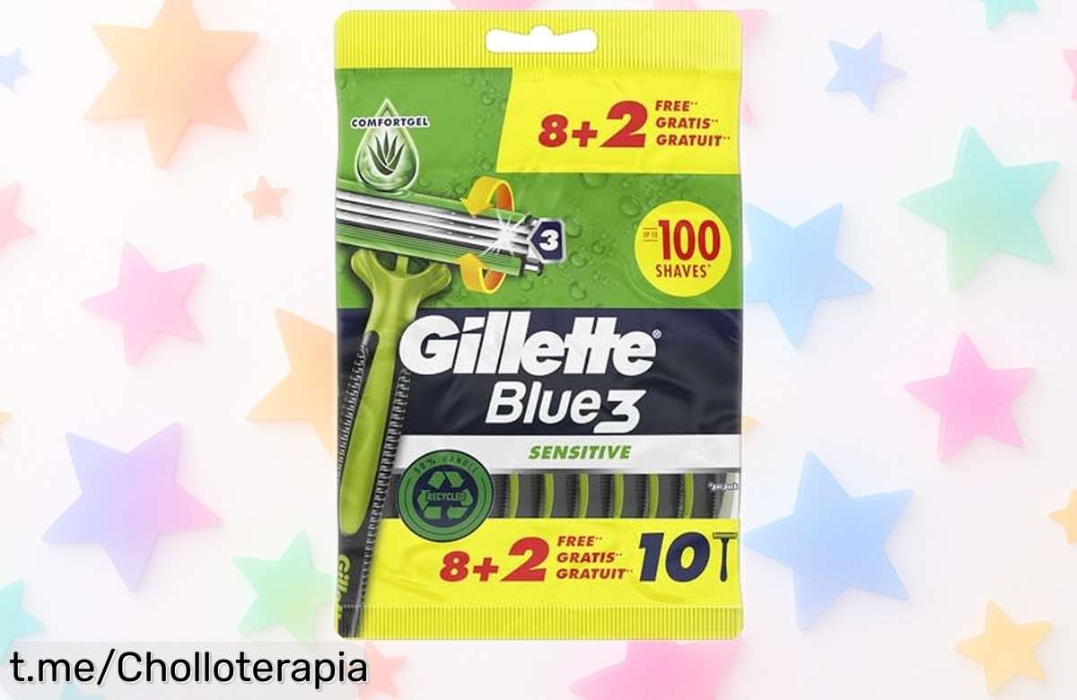 Maquinillas Gillette Blue3 Sensitive para hombre, super chollo rebajado: 10 afeitados suaves que vuelan. ¡Atrévete a sentir la frescura en tu piel antes de que se acaben!