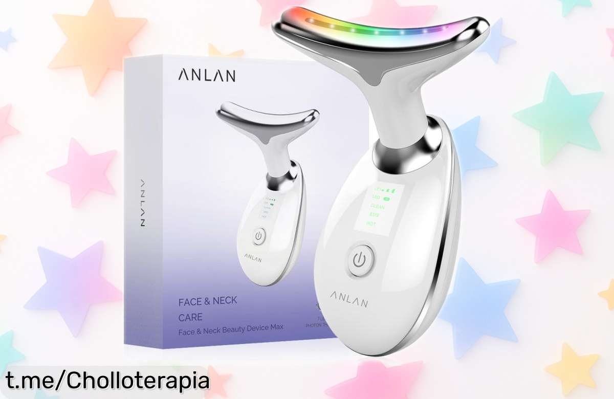 Masajeador facial y cuello ANLAN con terapia de luz de 7 colores a un precio rebajado brutal, ideal para reducir papada y obtener una piel radiante ¡Aprovecha antes que se agoten!