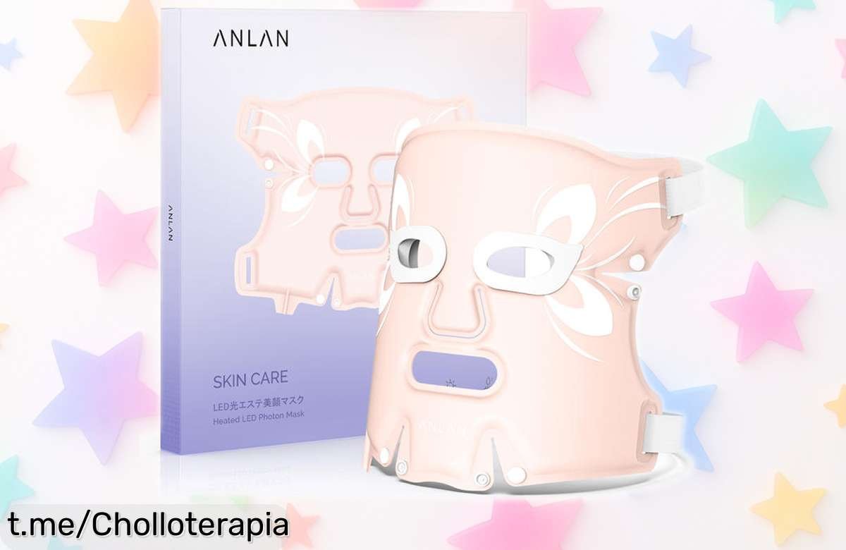 Máscara de belleza LED ANLAN con 5 luces para rejuvenecer tu piel en casa, ahora a un precio rebajado que vuela ¡Luce radiante y no te lo pierdas ya!