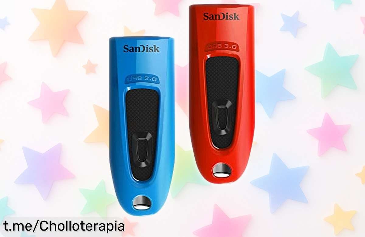Memoria USB SanDisk Ultra 32 GB en rojo y azul a precio rebajado; aprovecha esta oferta limitada y guarda tus archivos sin complicaciones, ¡sé el primero en sentir esa tranquilidad!
