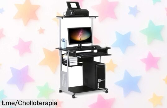 Mesa de ordenador con ruedas Yaheetech, rebajada a un precio increíble; organiza tu espacio y trabaja sin líos ¡aprovecha antes que se agoten y dale vida a tu zona de estudio!