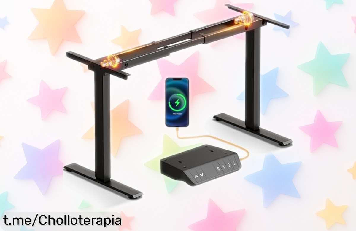 Mesa elevable con doble motor OffiGo, ajuste ultra suave y carga USB para que trabajes feliz; ¡aprovéchate de este super chollo antes de que se acabe!