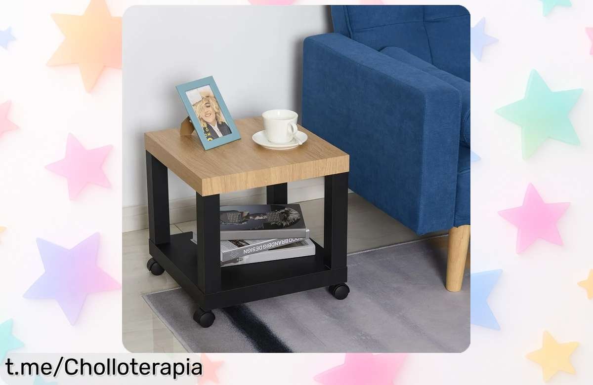Mesa lateral para sofá HOMCOM con ruedas: Una oferta impresionante que no querrás perderte. ¡Dale un toque especial a tu hogar y aprovecha este chollo único antes de que se agote!