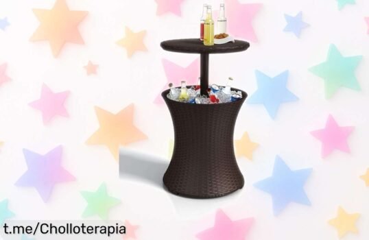 Mesa nevera Keter con luz LED y cargador USB, ideal para tus fiestas. No dejes escapar este super chollo a precio rebajado que hará brillar tus momentos especiales. ¡Consíguela ya!