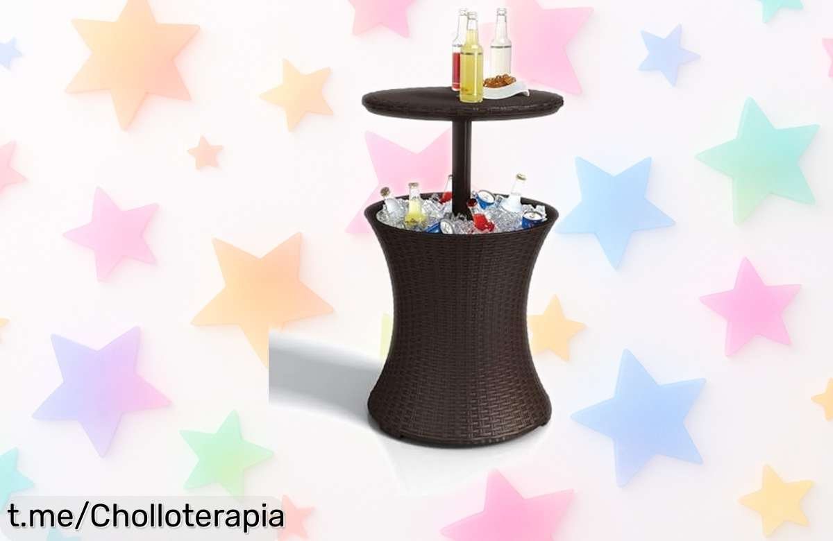 Mesa nevera Keter con luz LED y cargador USB, ideal para tus fiestas. No dejes escapar este super chollo a precio rebajado que hará brillar tus momentos especiales. ¡Consíguela ya!