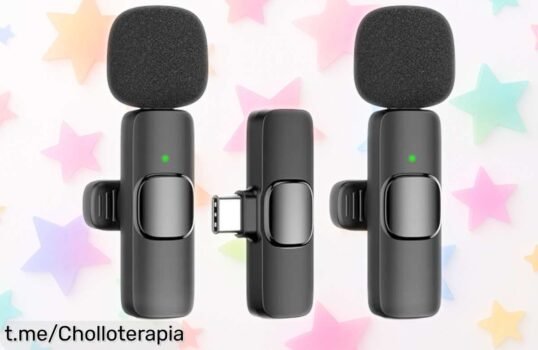 Micrófono inalámbrico lavalier para móvil y PC a un precio rebajado sin líos, graba a dos al mismo tiempo, ¡hazlo tuyo ya y sorprende a todos en tus grabaciones!