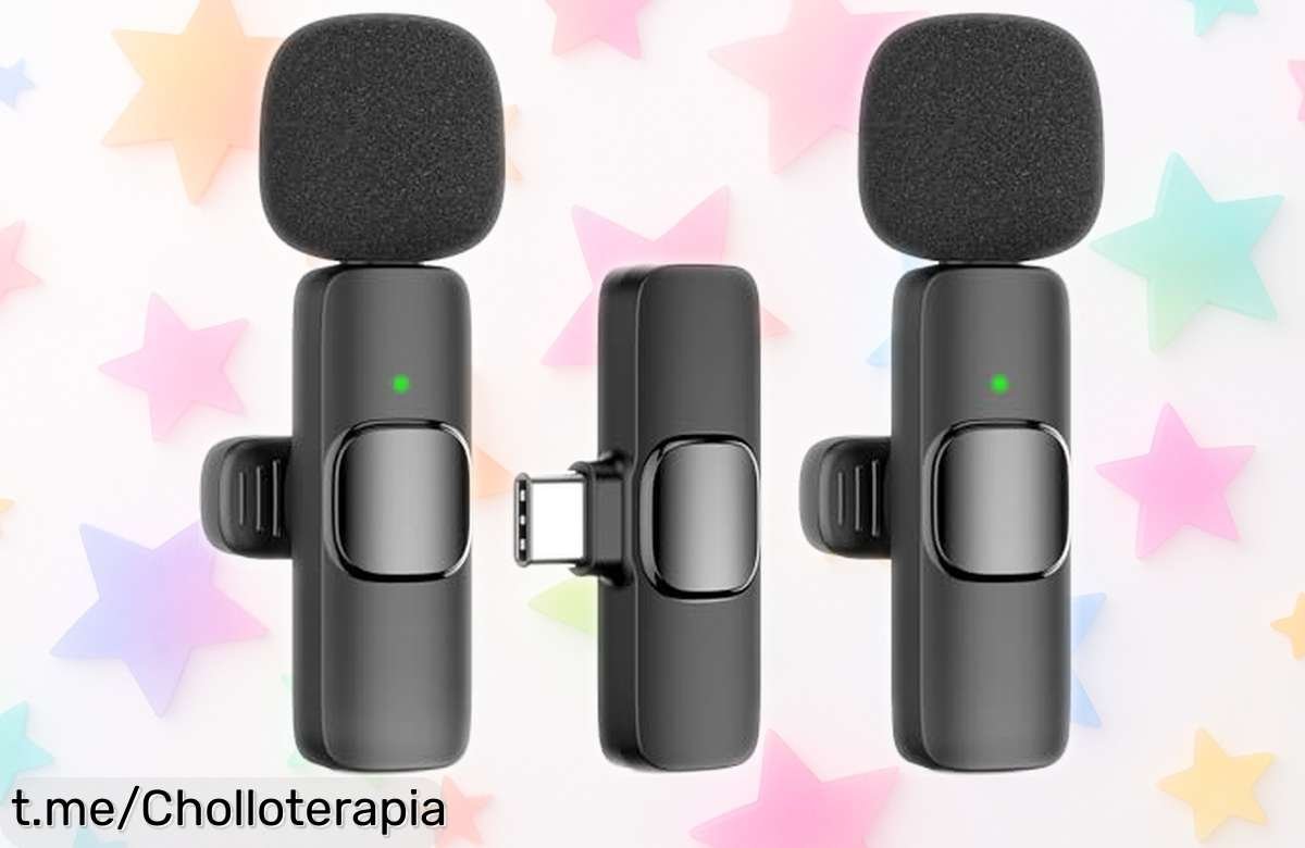 Micrófono inalámbrico lavalier para móvil y PC a un precio rebajado sin líos, graba a dos al mismo tiempo, ¡hazlo tuyo ya y sorprende a todos en tus grabaciones!