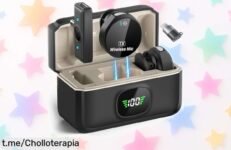 Micrófonos inalámbricos de solapa 2 en 1 con estuche carga, rebajados a precio loco: graba tus vídeos como un pro y ¡no te quedes sin esta oferta increíble!