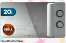 Microondas Cecotec de 20L con grill potente, ¡precio rebajado y cocina rápida! Disfruta platos crujientes ya. No dejes pasar esta oferta única en tu cocina.