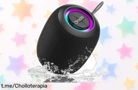 Mini altavoz Bluetooth resistente al agua con luces RGB, ¡sonido potente y 30 horas de batería a precio rebajado! No dejes pasar esta oportunidad para alegrar tus fiestas.