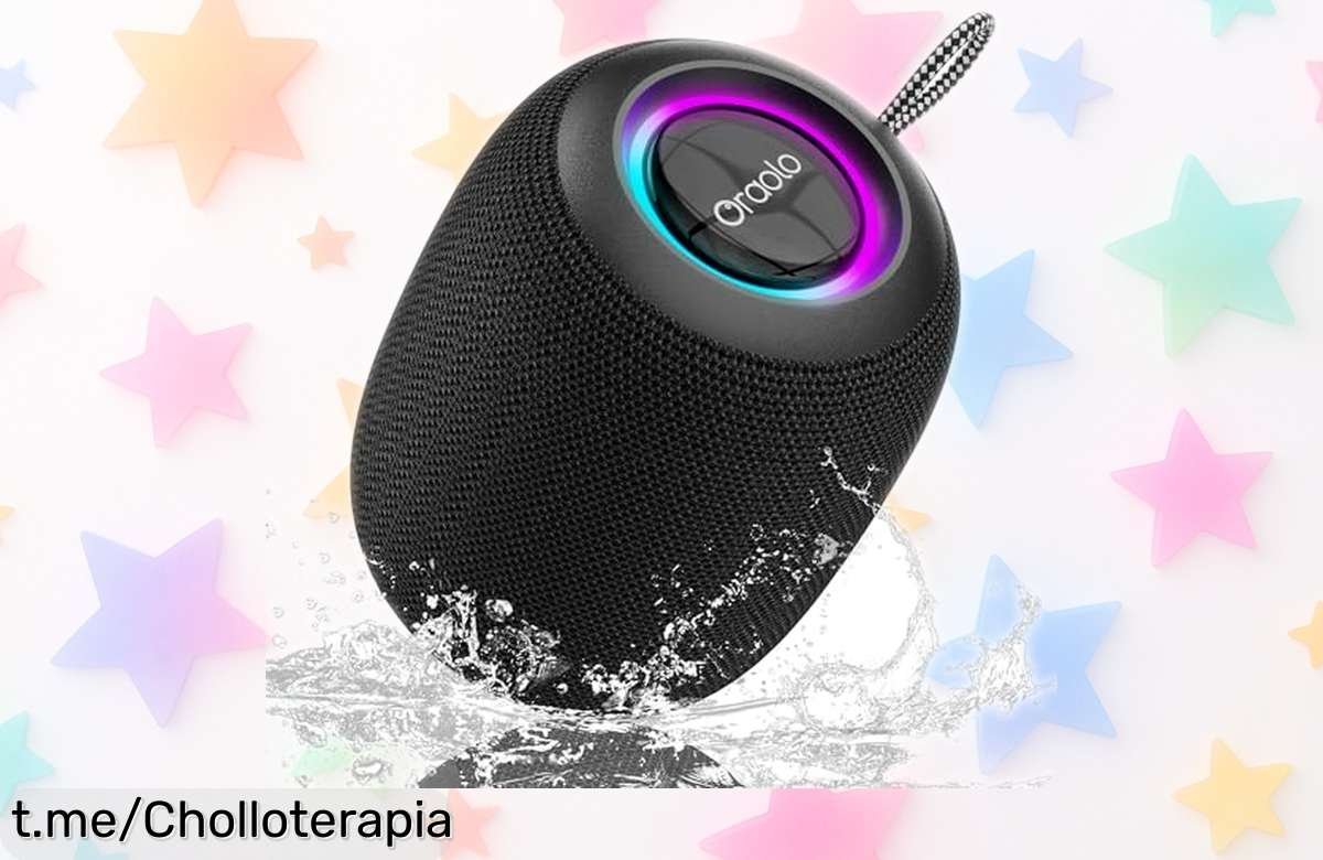 Mini altavoz Bluetooth resistente al agua con luces RGB, ¡sonido potente y 30 horas de batería a precio rebajado! No dejes pasar esta oportunidad para alegrar tus fiestas.