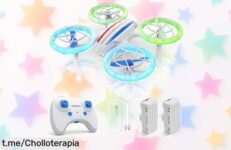 Mini drone fácil de volar con luces LED y doble batería, ¡aprovecha este super chollo por tiempo limitado y asegúrate horas de diversión segura!