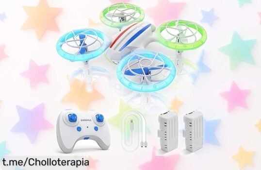 Mini drone fácil de volar con luces LED y doble batería, ¡aprovecha este super chollo por tiempo limitado y asegúrate horas de diversión segura!