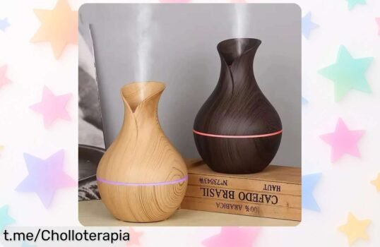 Mini humidificador de aire 200ml con luz colorida: ¡super chollo para tu casa y oficina que te envuelve en frescura y buen rollo! Compra ya antes de que se agote.