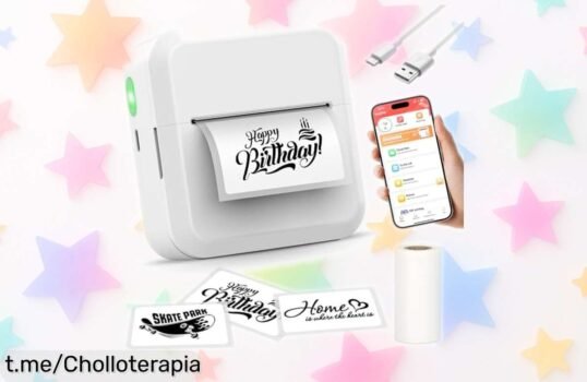 Mini impresora de etiquetas Bluetooth súper compacta, ¡rebajada de precio! Imprime al instante desde tu móvil y no te pierdas este super chollo que se agota rápido.