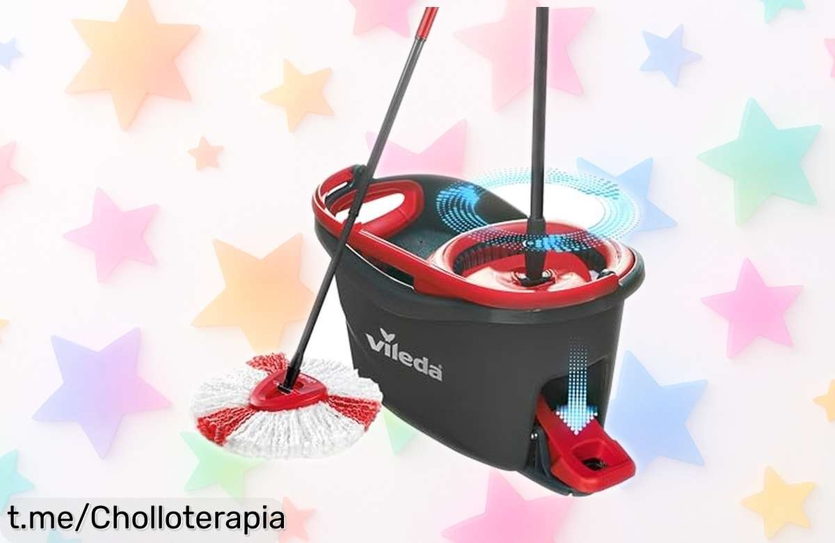 Mopa con cubo giratorio Vileda Turbo que limpia sin esfuerzo: oferta increíble para dejar tu hogar brillante, aprovecha este super chollo antes de que se agote ¡No lo pienses más!