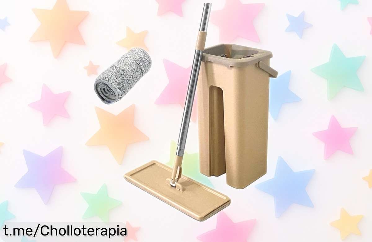 Mopa extraplana con cubo escurridor Nyana Home a precio rebajado: limpia en un abrir y cerrar de ojos, no dejes pasar este super chollo que hará brillar tu hogar ¡apresúrate!