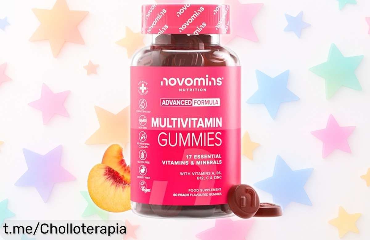 Multivitaminas veganas con sabor melocotón para energía y concentración, ¡super chollo que cuida de ti! Aprovecha el ofertón antes de que se acabe.