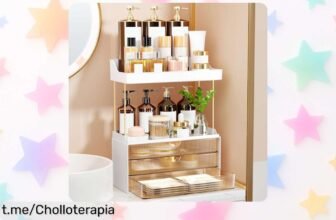 Organizador de maquillaje OrderlyGo de 2 niveles y 3 cajones a precio rebajado, transforma tu tocador en un paraíso ordenado ¡No te lo pierdas!