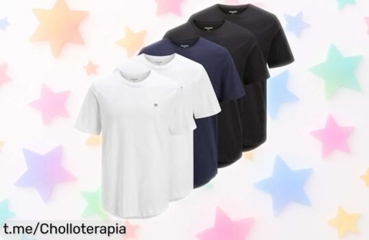 Pack 3 camisetas Jack & Jones básicas y resistentes a precio loco, diseño clásico que nunca falla. ¡No dejes pasar este super chollo y vístete siempre con estilo!