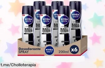 Pack ahorro de desodorantes Nivea Men Black & White 200ml x 6 unidades a precio loco, no te pierdas este ofertón y asegura tu frescura con estilo ¡consíguelo ya antes de que se acabe!