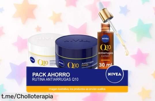 Pack ahorro facial NIVEA con serum antiarrugas Q10 y cremas de día y noche a precio loco, ¡olvídate de las arrugas y deslumbra con tu piel! Consíguelo antes que se agote.