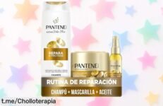 Pack completo para pelo seco y dañado Pantene ProV, ¡precio loco! Dale vida a tu melena con champú, mascarilla y aceite. No pierdas esta oportunidad de lucir radiante ya mismo.