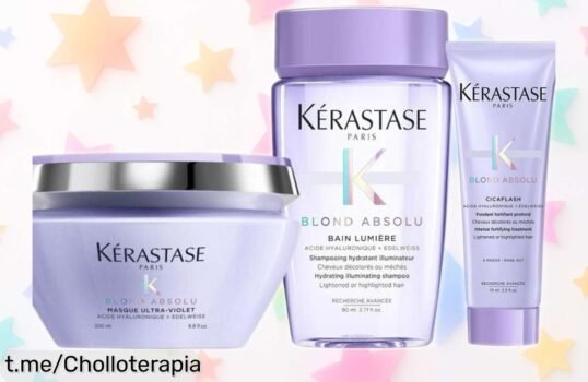 Pack cuidado Kérastase Blond Absolu para cabello rubio ¡Mascarilla ultra-violeta y más a precio rebajado! Haz que tu pelo brille como nunca, oferta limitada, no te lo pierdas.