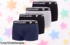 Pack de 4 boxers Pierre Cardin en algodón natural, ¡precio rebajado y súper resistente! No te quedes sin este chollo que hará feliz a tu piel hoy mismo.