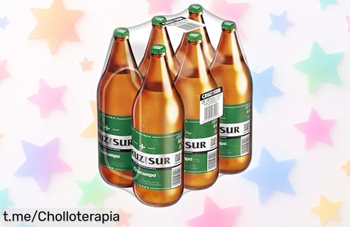 Pack de cervezas Cruz del Sur retráctil 6x1L a un precio rebajado, ¡refresca tus barbacoas y momentos con amigos! No dejes pasar esta oferta que vuela rápido.