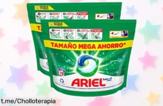 Pack todo en 1 Ariel con 140 cápsulas a un precio rebajado que nunca más verás: lava, brilla y siente la frescura de tu ropa ¡No te lo puedes perder!