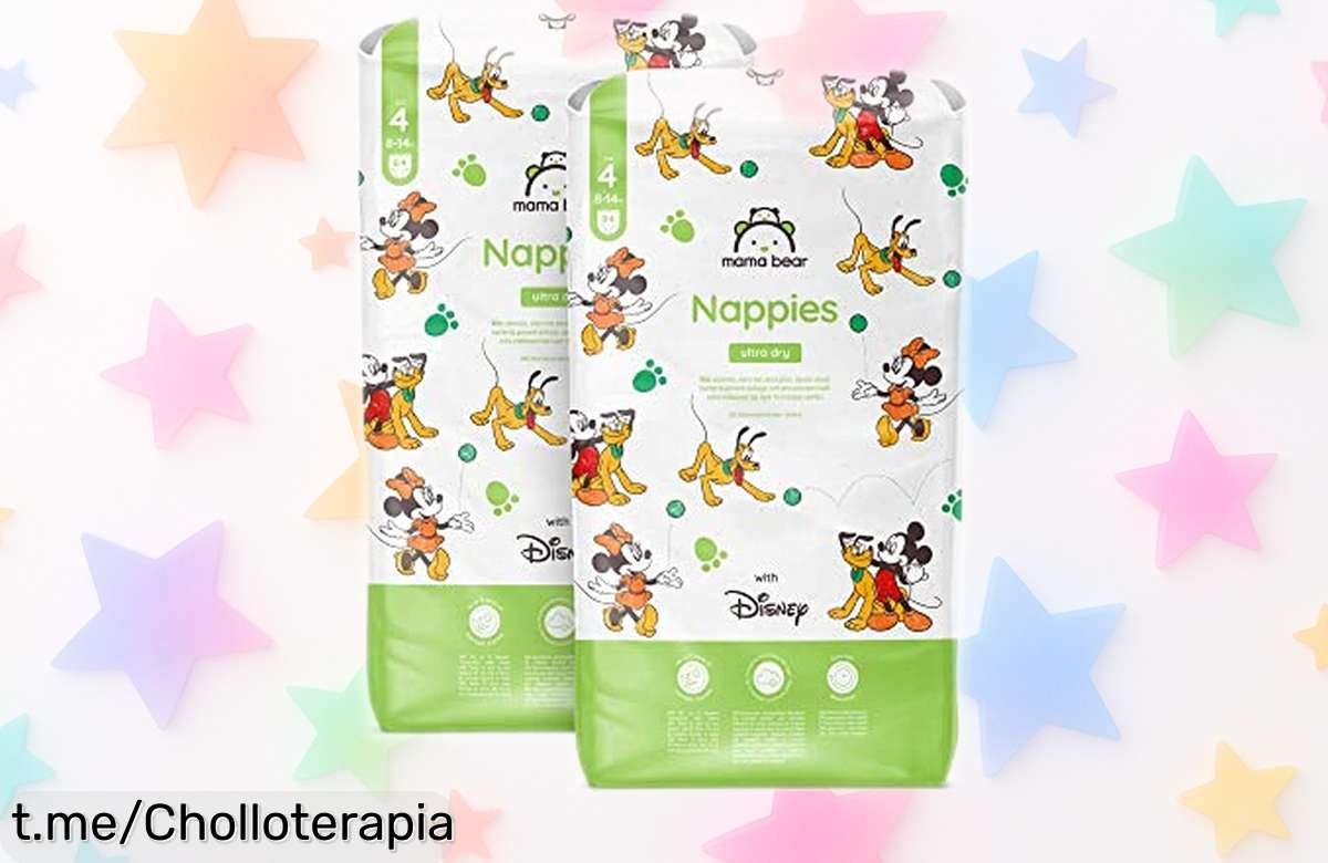 Pañales ultrasecos Mama Bear Disney talla 4 con diseños divertidos, ahora a un precio rebajado que no puedes dejar escapar. ¡168 unidades para noches sin fugas, corre que vuelan!