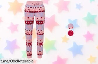 Pantalón navideño para mujer en rosa y rojo: ¡aprovéchalo a precio loco antes de que se acabe este super chollo y brilla con estilo estas fiestas!
