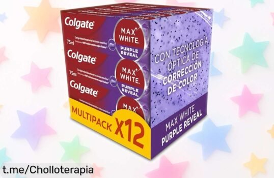 Pasta de dientes blanqueadora Colgate Max White Purple Reveal que borra el amarillo al instante, ¡consigue una sonrisa irresistible a un precio rebajado!