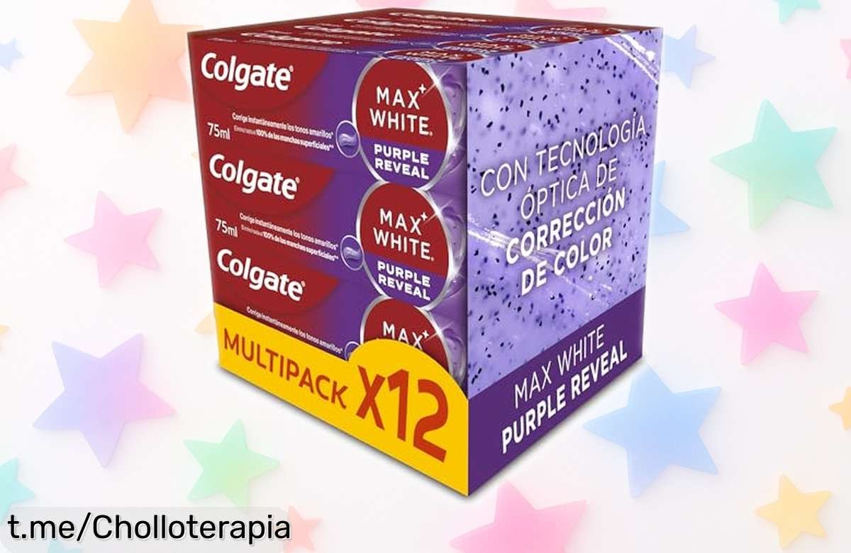 Pasta de dientes blanqueadora Colgate Max White Purple Reveal que borra el amarillo al instante, ¡consigue una sonrisa irresistible a un precio rebajado!