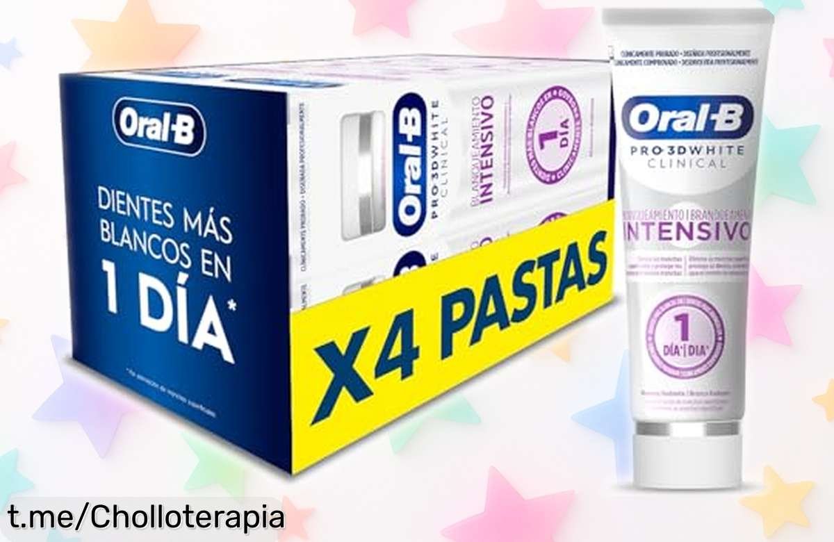 Pasta dental blanqueadora Oral B Pro 3D White en pack de 4, ¡rebajada a un precio loco y lista para que luzcas tu sonrisa radiante hoy mismo!