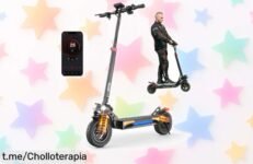 Patinete eléctrico con batería extra grande que llega hasta 45 km, ¡súper chollo a precio rebajado! No dejes pasar esta oportunidad, la libertad te espera en cada paseo.