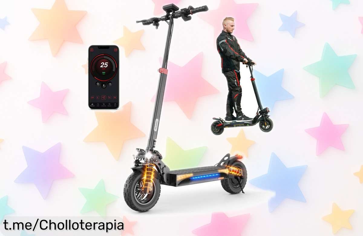 Patinete eléctrico con batería extra grande que llega hasta 45 km, ¡súper chollo a precio rebajado! No dejes pasar esta oportunidad, la libertad te espera en cada paseo.
