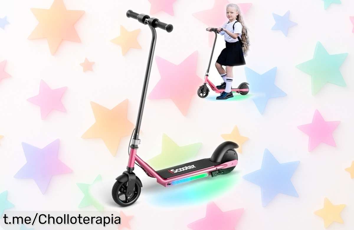 Patinete eléctrico para niños con frenos dobles y luces LED, rebajado de manera increíble. ¡Haz que tus peques se diviertan ya, no hay otra oportunidad igual!